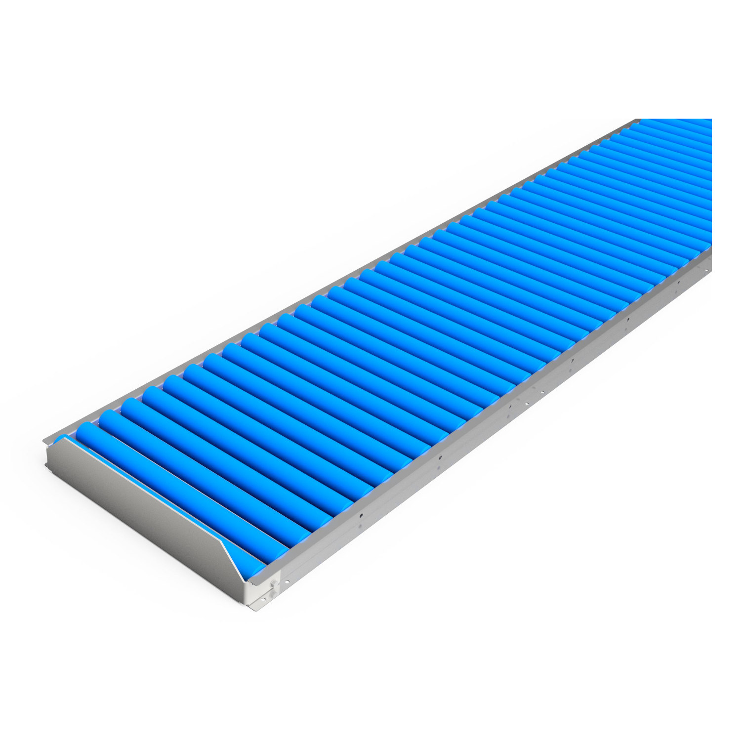 Endblech Ansicht des starren Endblechs für Leichtrollenbahnen mit abgeschrägten Ecken